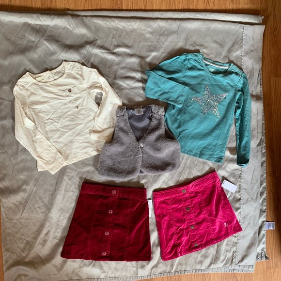GIRLS- sz 4 (S)  NWT TOUGHSKIN 5pc lot mixed outfits skirts & long sleeve shirts - Picture 2 of 5